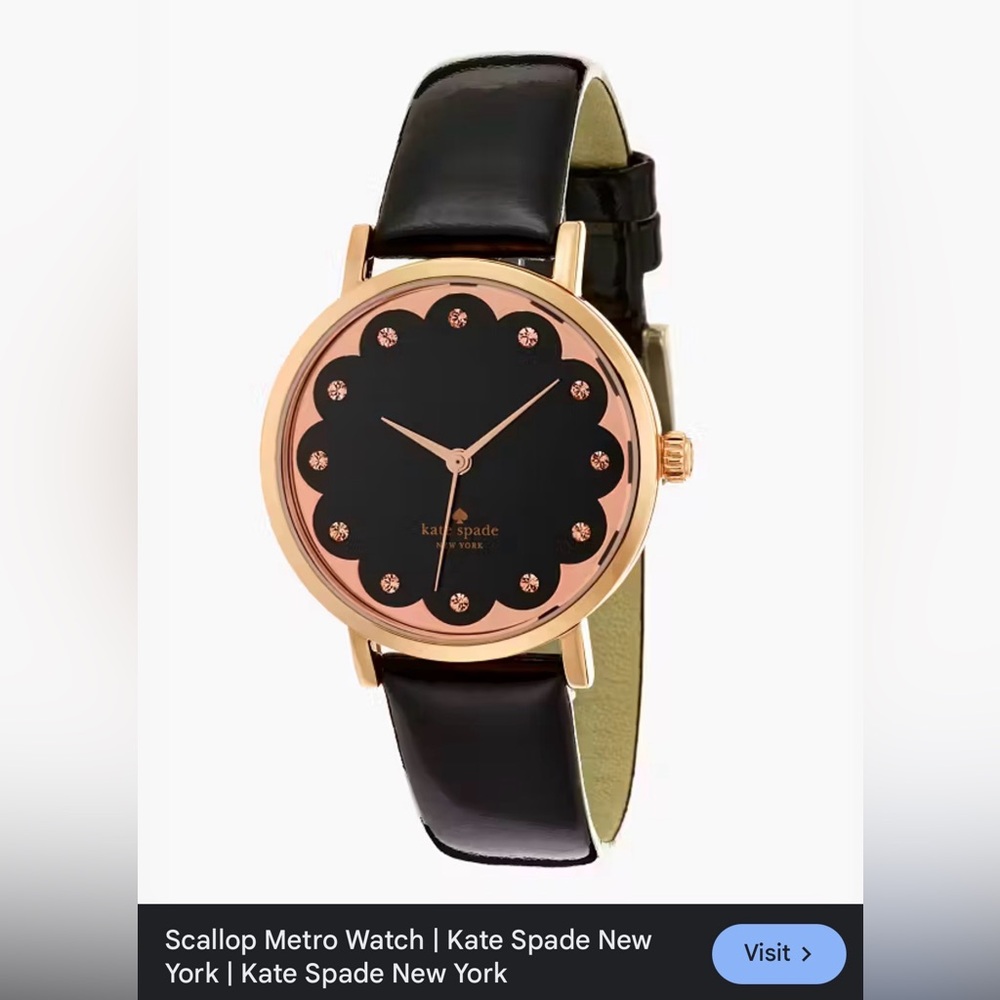 Kate Spade Scallop Metro Black and Gold Scallop Watch. EUC
